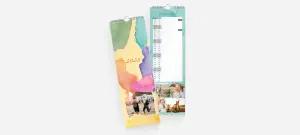Familienkalender gestaltet mit dem Bild eines Vaters mit seinen beiden Kindern