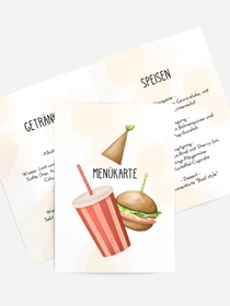 Menükarte Geburtstag  Fast Food