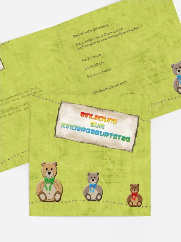 Einladungskarte Geburtstag Bärchen