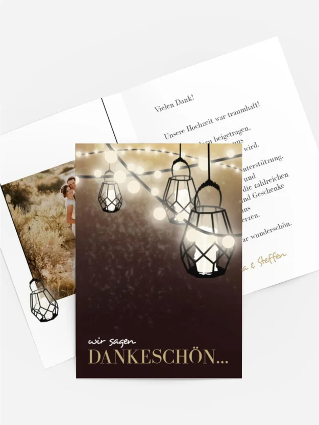Dankeskarte Hochzeit "Vintage Laterne"