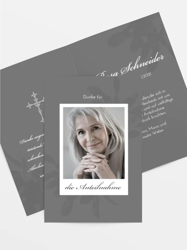 Trauerdanksagung Foto-Erinnerung aus dem Album