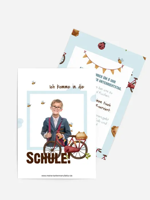 Einladungskarte Einschulung Schulfahrrad