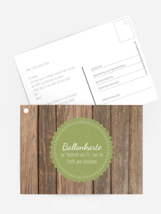 Ballonkarte Vintage Holz