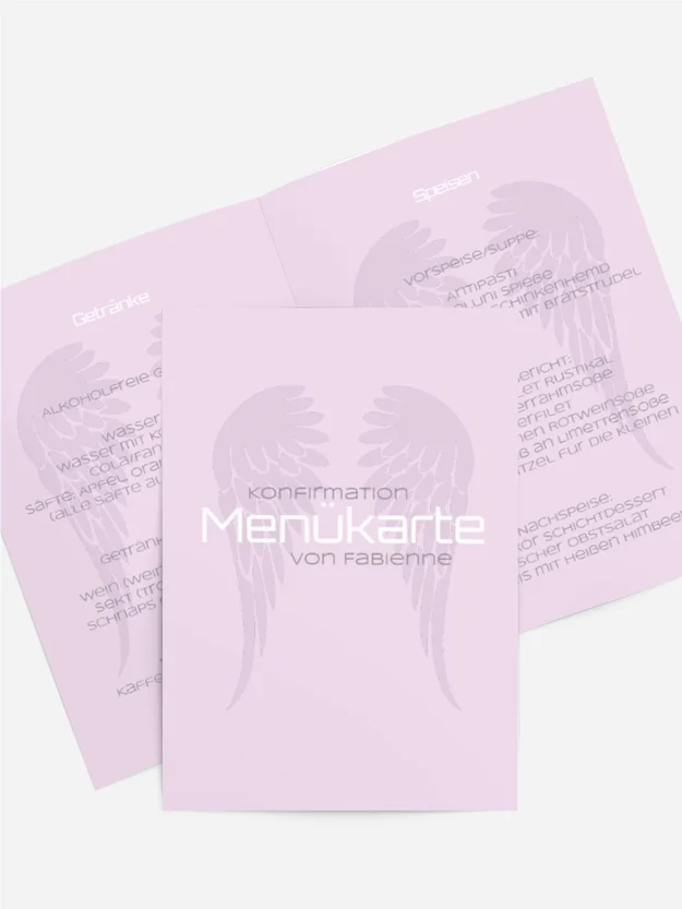 Menükarte Konfirmation Schutzengel