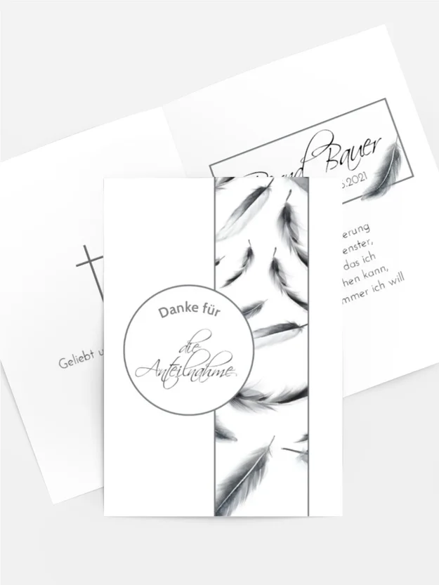 Sterbebildkarte Fliegende Federn
