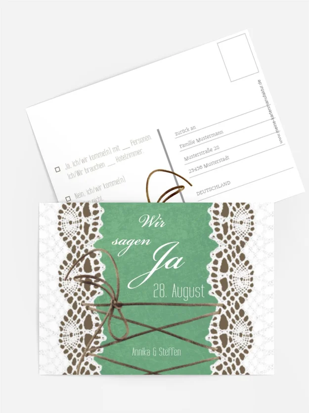 Antwortkarte Vintage Schleife