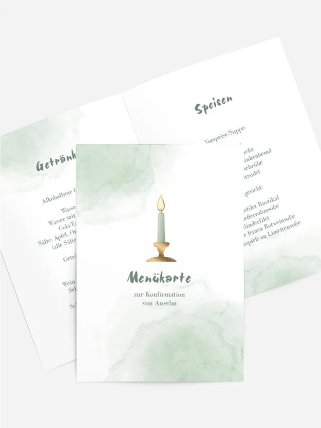 Menükarte Konfirmation Kerzenschein
