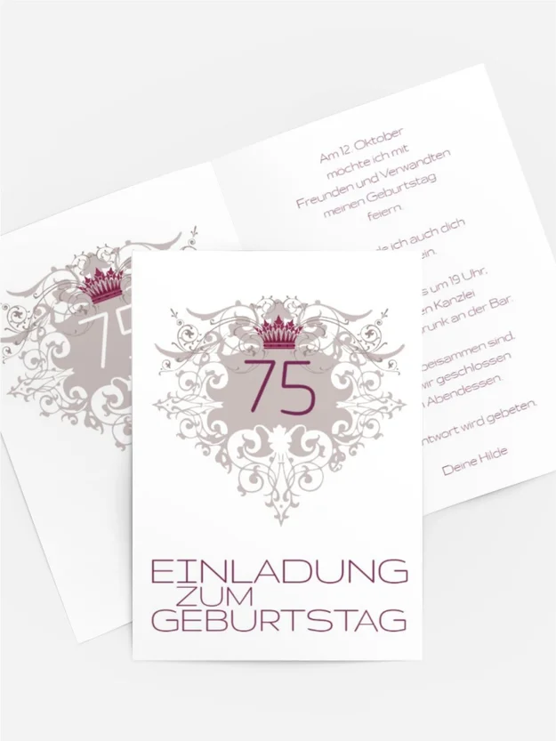 Einladung zum Geburtstag Krone 75