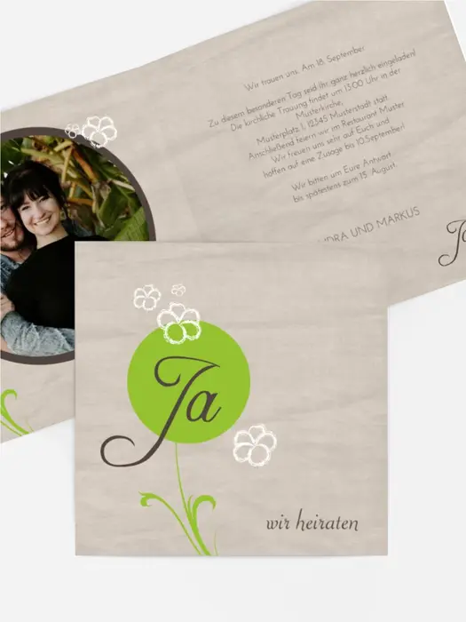 Hochzeitskarte Einladung Fantasyflower