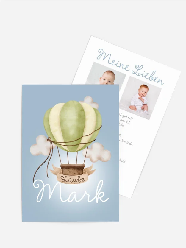 Einladungskarte Taufe Auf dem Luftballon Einladungskarte Taufe Auf dem Luftballon
