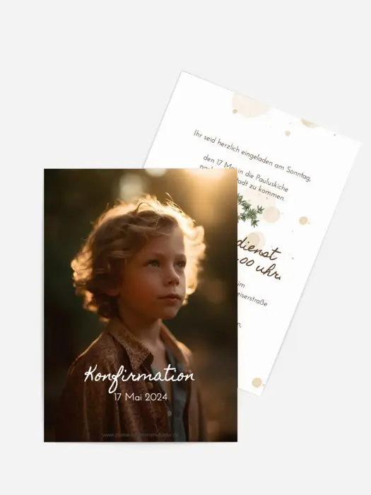 Einladungskarte Konfirmation In den Strahlen Einladungskarte Konfirmation In den Strahlen