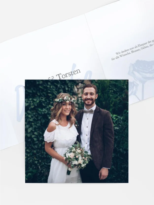 Dankeskarte Hochzeit "3 Vermählung"