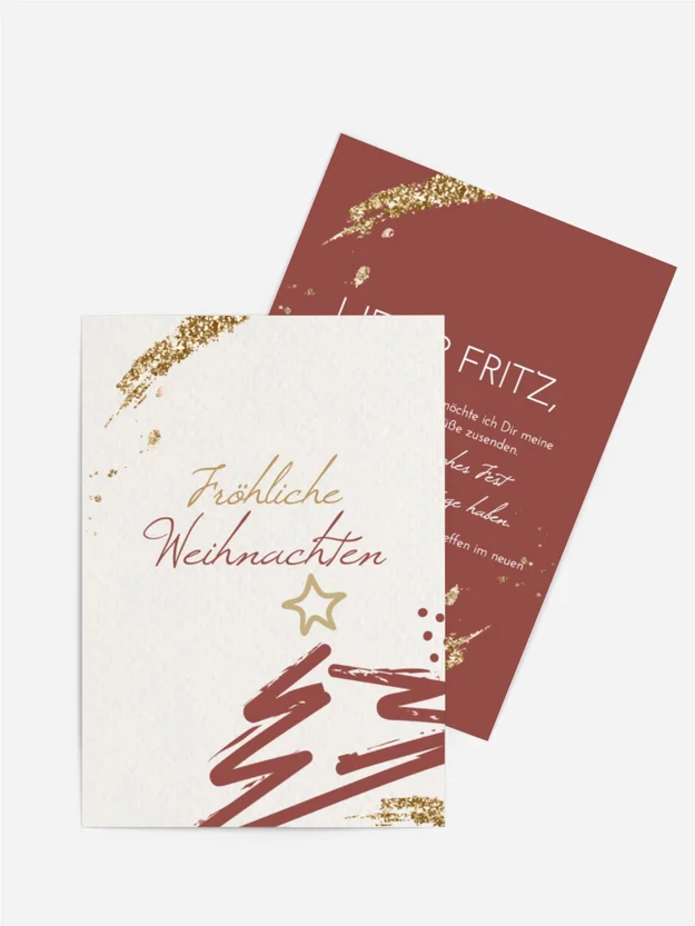 Grußkarte Weihnachten Goldene Streifen