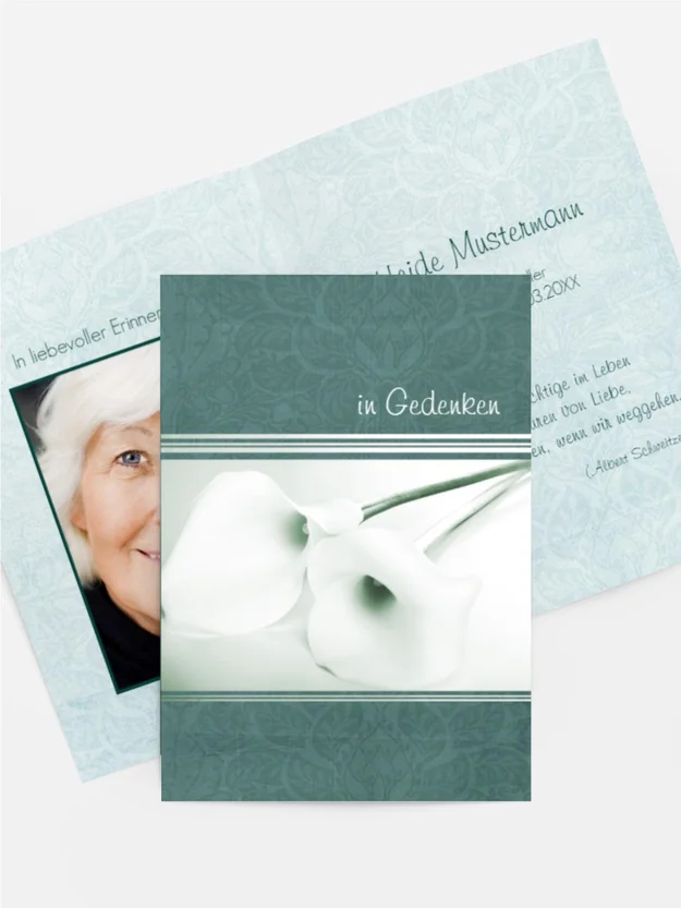 Sterbebildkarte Calla Lilie Sterbebildkarte Calla Lilie