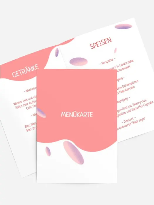 Menükarte Geburtstag Pinke Welle