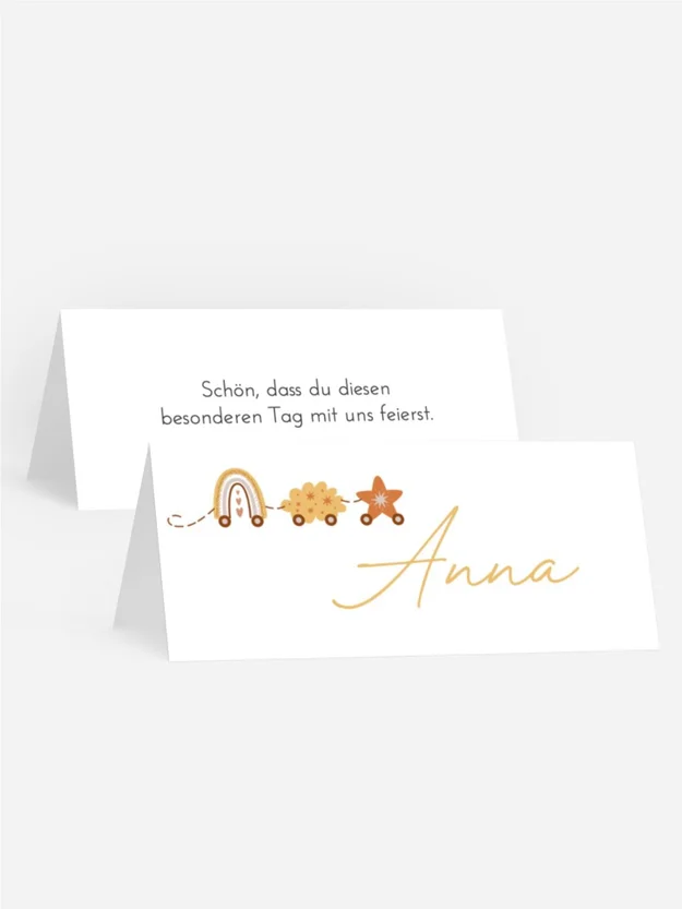 Tischkarte Taufe Sonnenscheibe