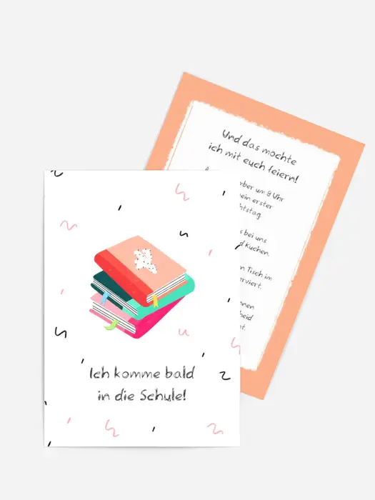 Einladungskarte Einschulung Schulbücher Einladungskarte Einschulung Schulbücher