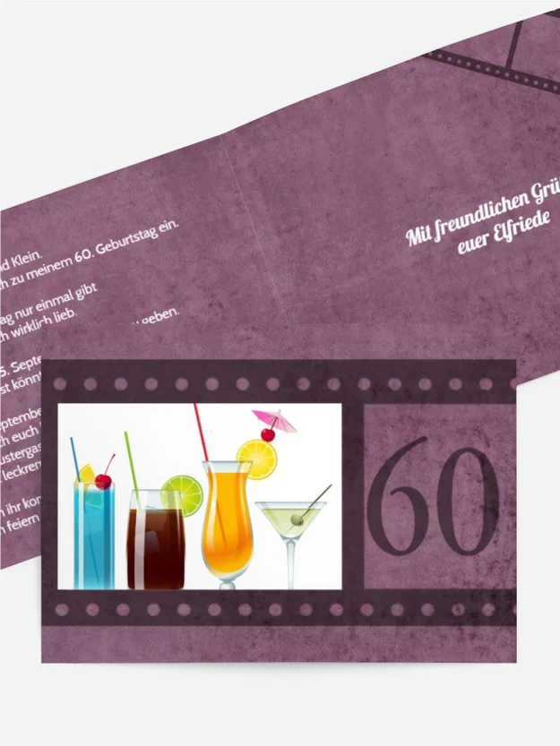 Geburtstagseinladung Retrofilm 60 Foto