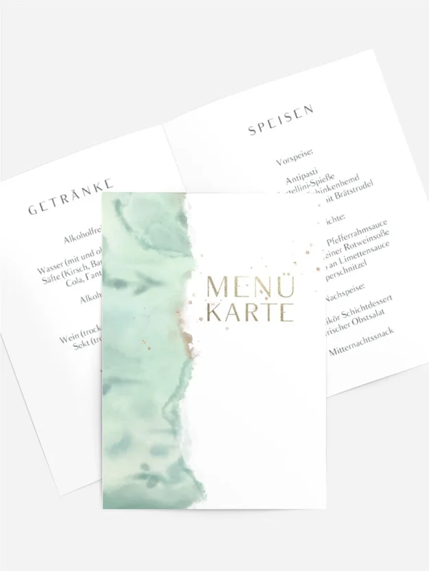 Menükarte Taufe Aquarell Natur