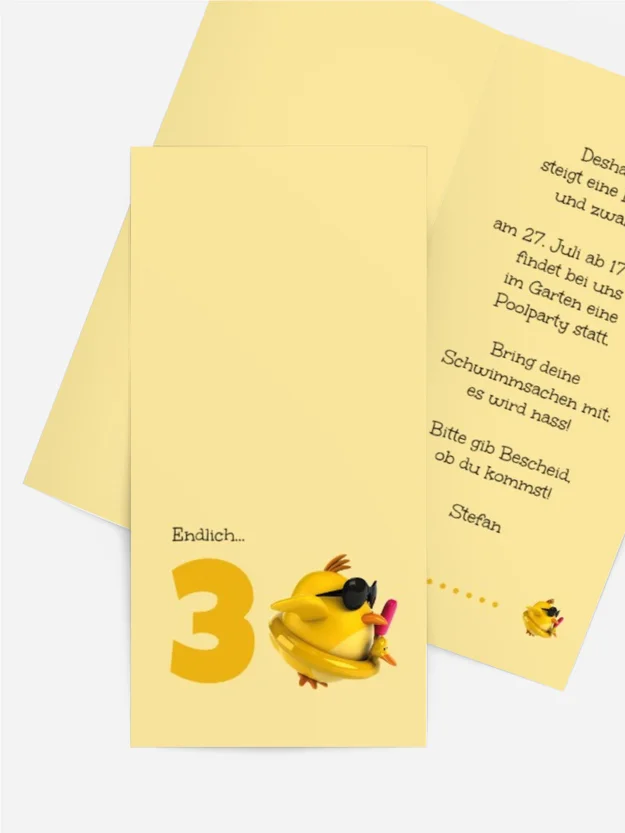 Geburtstagseinladungskarte Kuecken 30