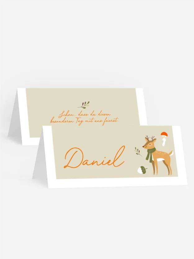 Tischkarte Taufe Waldtiere Tischkarte Taufe Waldtiere