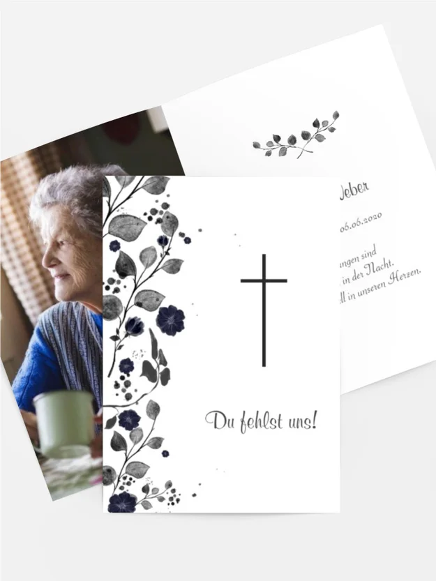 Sterbebildkarte Schlichte Blumenpracht