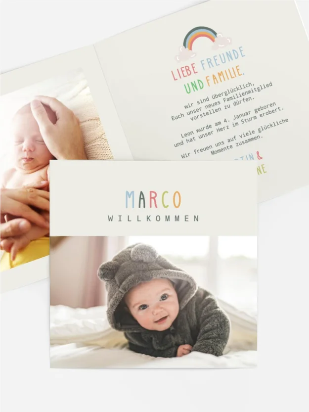 Babykarte Junge Regenbogen