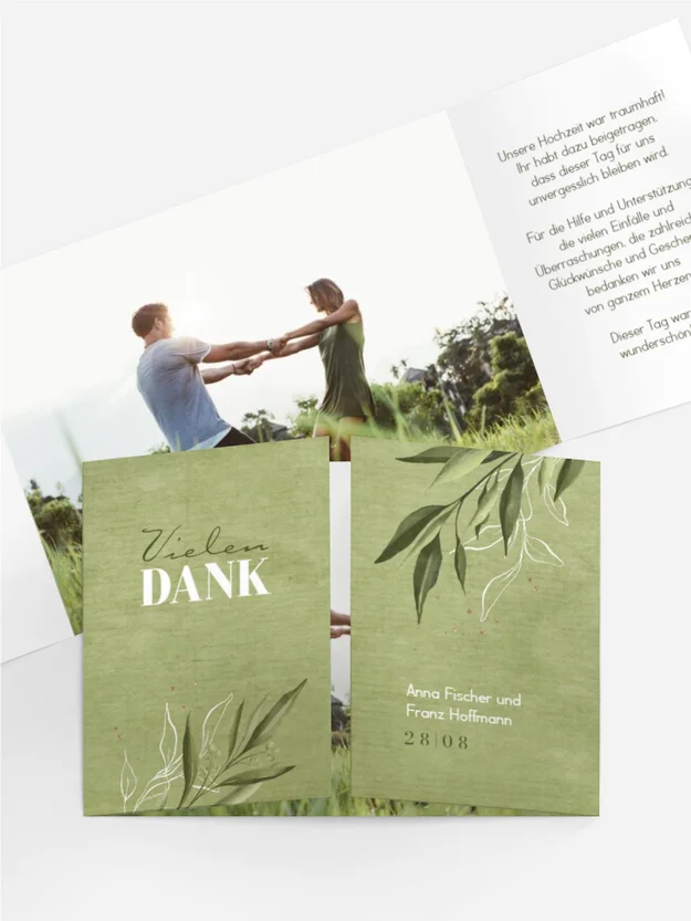 Dankeskarte Hochzeit "Edelblatt"