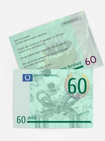Einladungskarte zum Geburtstag Geldschein 60