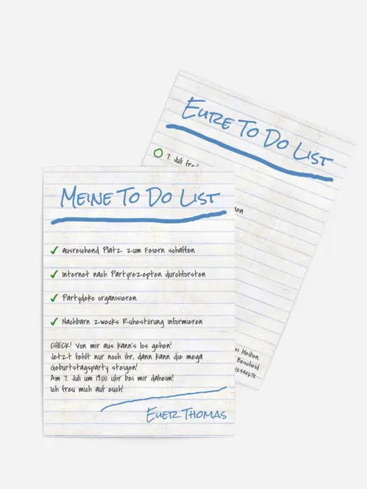 Einladungskarte zum Geburtstag Checkliste