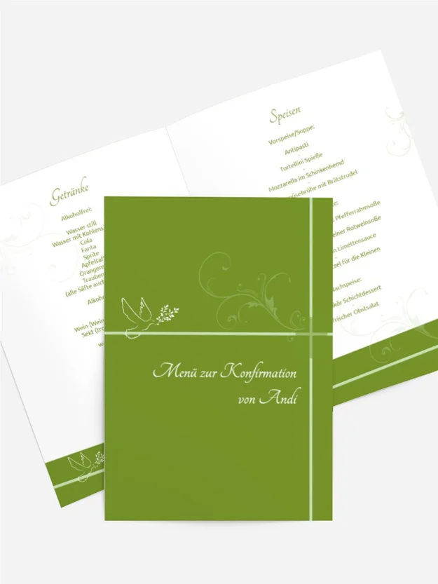 Menükarte zur Konfirmation floral