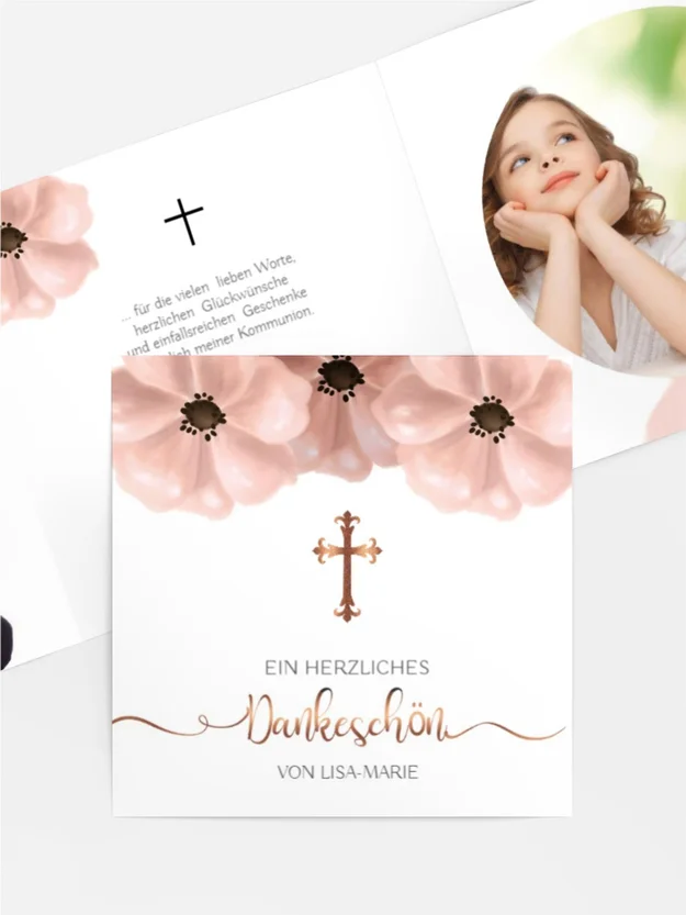 Dankeskarte Kommunion Blütenzauber