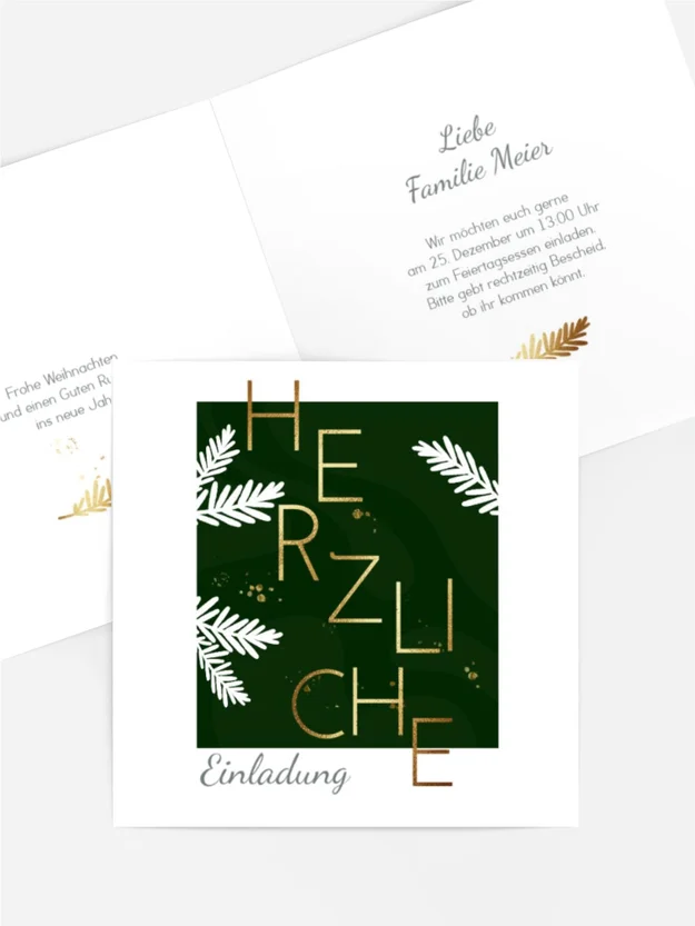 Einladung Weihnachten Verschneiter Ast