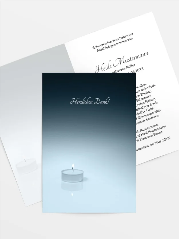Trauerdanksagung Teelicht hoch Trauerdanksagung Teelicht hoch