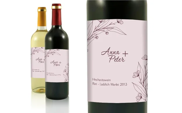 Hochzeit Flaschenetiketten Unter den Blumen