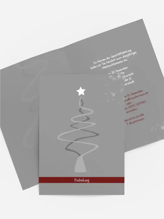 Weihnachtseinladung Geschäft Schnörkelbaum