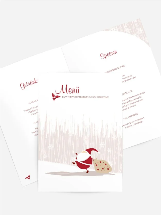 Weihnachtsmenükarte Weihnachtsmann