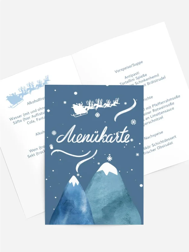 Menükarte Weihnachten Der Weihnachtsmann geht