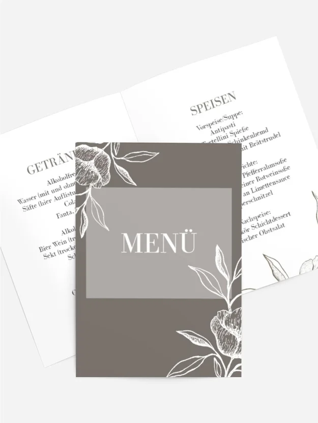Menükarte Geburtstag sanfte Blumen