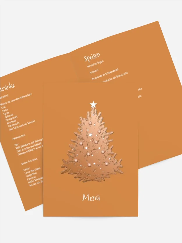 Weihnachtsmenükarte geschmückter Baum Weihnachtsmenükarte geschmückter Baum
