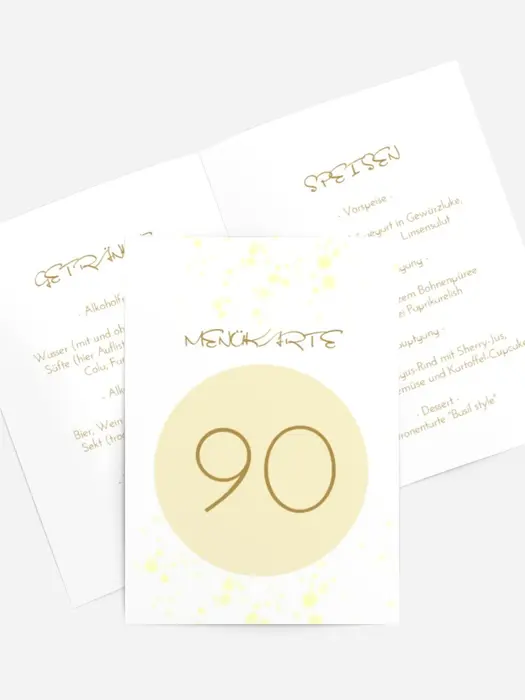 Menükarte Geburtstag  Goldenes Zeitalter