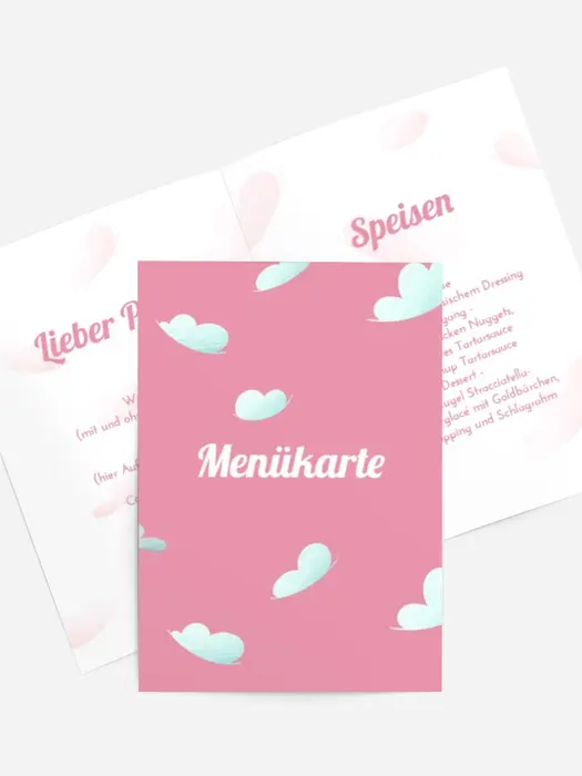 Menükarte Geburtstag  Rosa Träume