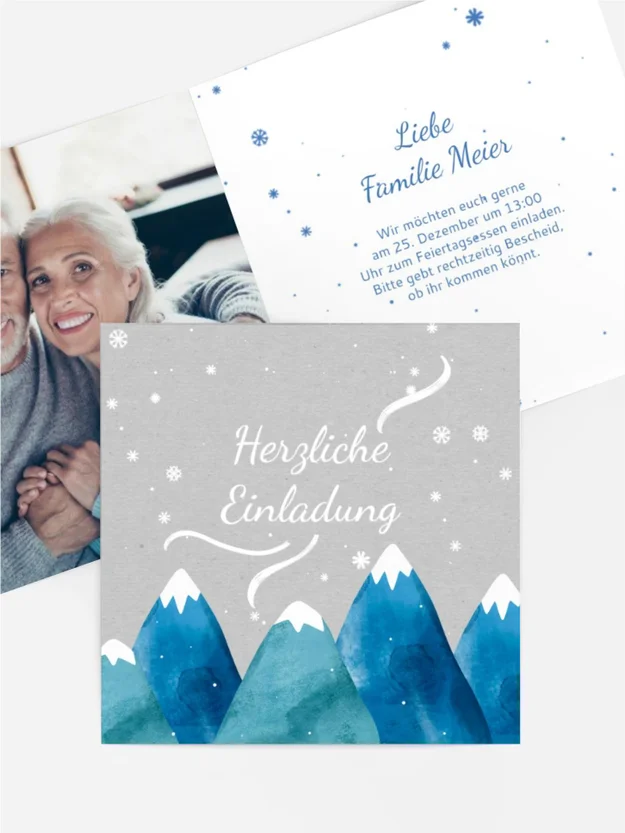 Fotoeinladung Weihnachten Schneebedeckte Berge