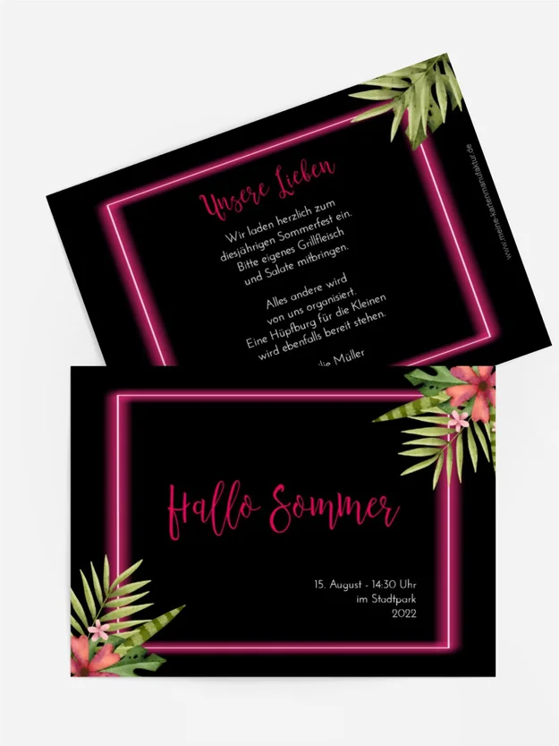 Einladung Sommerfest Neonlicht