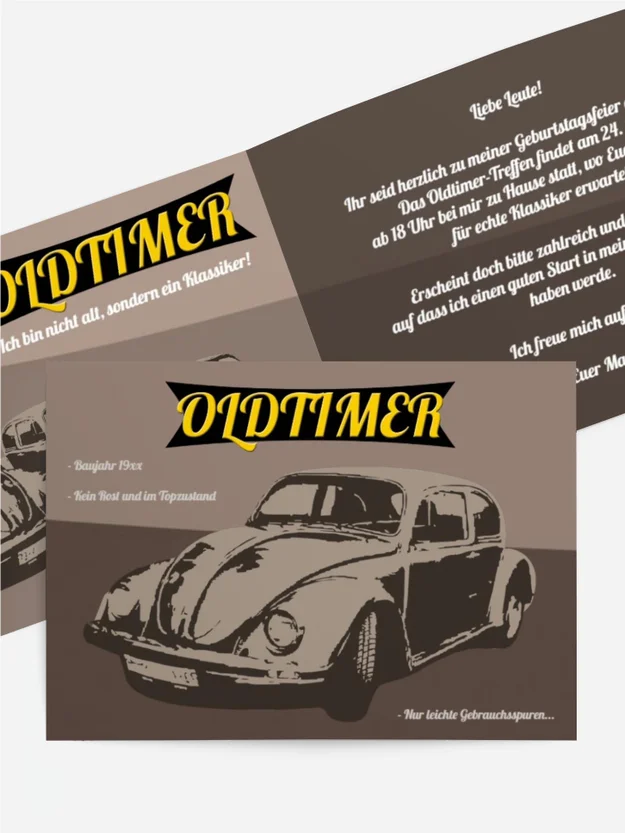Einladung zum Geburtstag Oldtimer