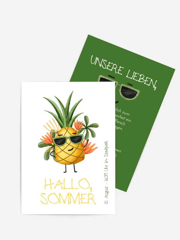 Einladung Sommerfest Ananas in Aktion Einladung Sommerfest Ananas in Aktion