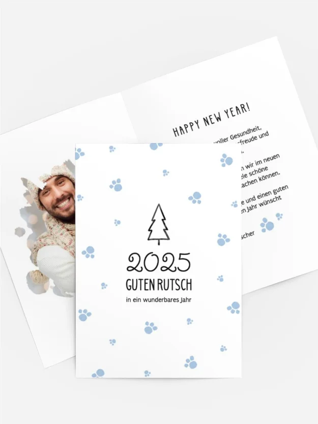 Neujahrskarte Tiger Pfotenabdrücke