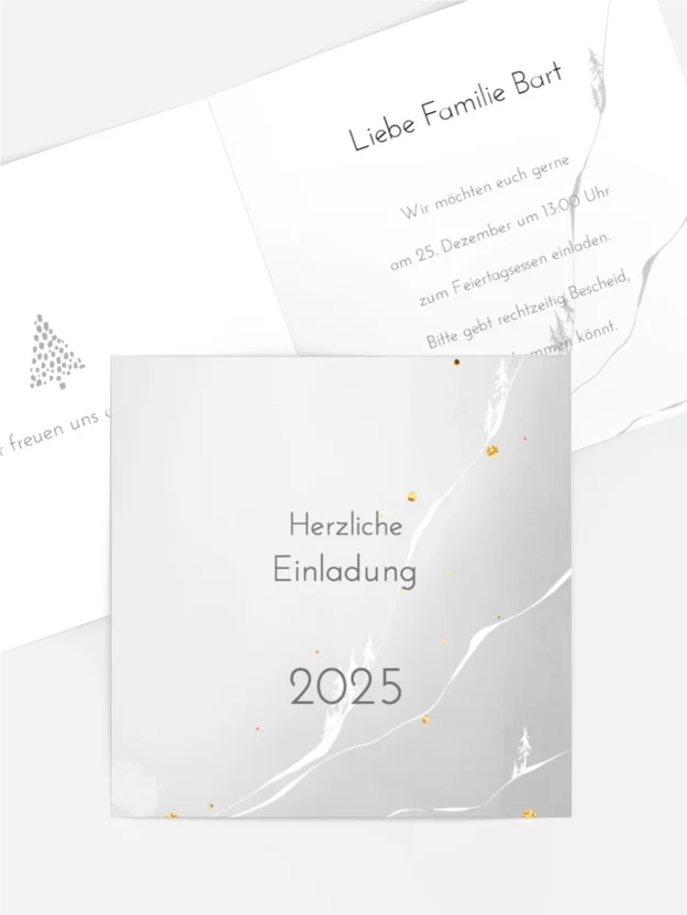 Weihnachtseinladung Goldene Lichter