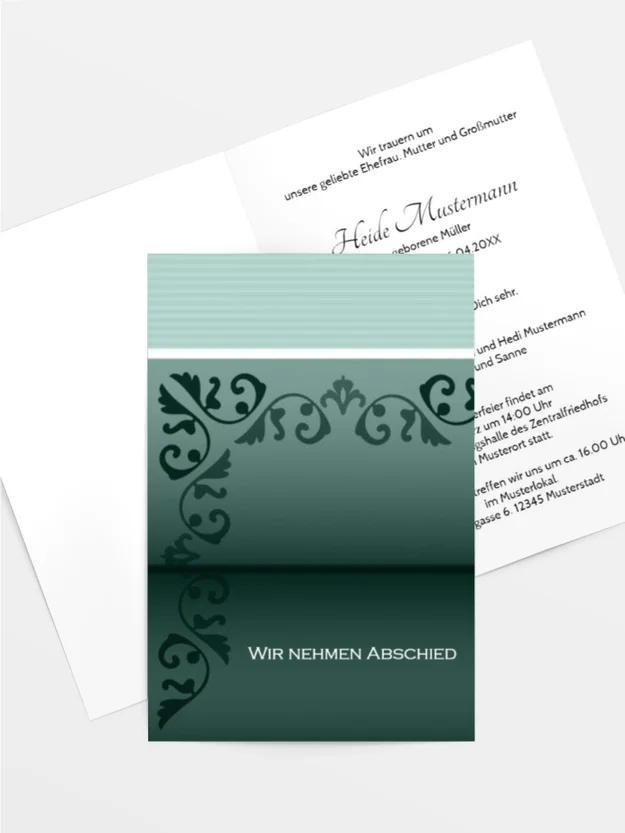 Trauerkarte Briefpapier hoch