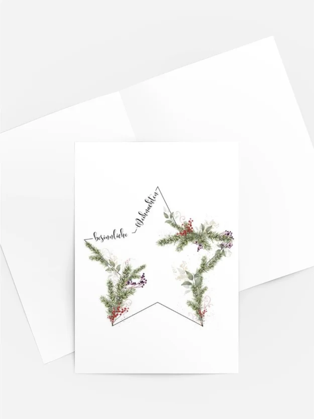Aquarell Weihnachtskarte Stern „Besinnliche Weihnachten“